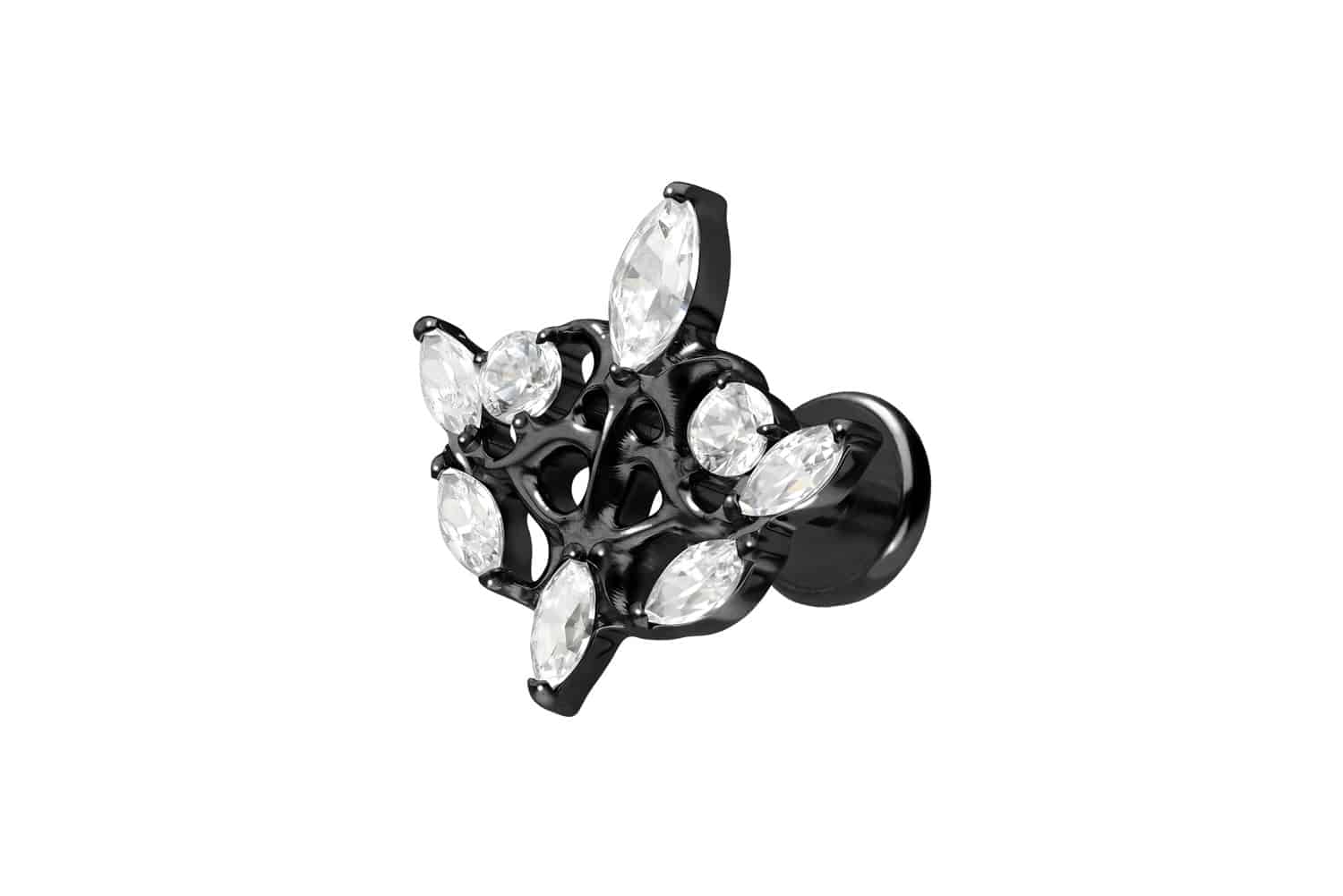 Titan Labret Piercing mit Push Fit GOTISCHES DESIGN